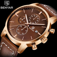 Load image into Gallery viewer, Business Watch Men Fashion Waterproof Military Chronograph Sport Quartz Wristwatch Leather Bracelet
