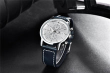 Load image into Gallery viewer, Business Watch Men Fashion Waterproof Military Chronograph Sport Quartz Wristwatch Leather Bracelet
