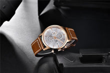 Load image into Gallery viewer, Business Watch Men Fashion Waterproof Military Chronograph Sport Quartz Wristwatch Leather Bracelet
