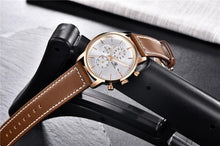 Load image into Gallery viewer, Business Watch Men Fashion Waterproof Military Chronograph Sport Quartz Wristwatch Leather Bracelet
