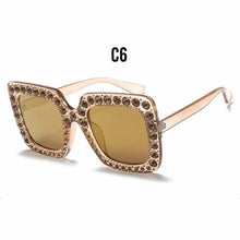 Load image into Gallery viewer, Oversized Sunglasses Square Diamond Sunglasses Women Retro Sunglasses Luxury &amp; Diamond Square Shape Sunglasses For Women Branded Attractive Any Size Crystal Sun Glasses For Ladies Gradient Classic Mirror &amp; Decent Shades
