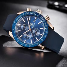 Load image into Gallery viewer, 2021 Blue Men Watch Luxury Design Watches Silicone Band Male Wrist Watches Men's Chronograph Round Watch
