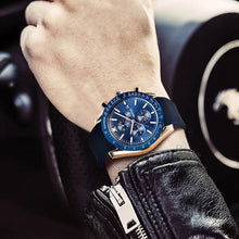 Load image into Gallery viewer, 2021 Blue Men Watch Luxury Design Watches Silicone Band Male Wrist Watches Men's Chronograph Round Watch
