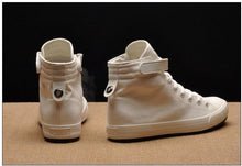 Load image into Gallery viewer, Fashion New Mens Light Breathable Canvas Casual Black White  High Top Solid Color Sneakers Shoes Vulcanized Mens Sports Walking Jogging Non Slip Athletic Sneakers
