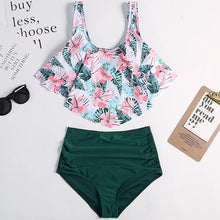 Load image into Gallery viewer, Women High Waist Bikini Plus Size Swimwear Summer Swimsuit Beach Bathing Suit Ruffle Bikini  Floral Printed Ruffle High Waist Bikini Set Women's Tummy Control Bathing Suit Swimsuit Flounce Peplum
