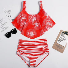 Load image into Gallery viewer, Women High Waist Bikini Plus Size Swimwear Summer Swimsuit Beach Bathing Suit Ruffle Bikini  Floral Printed Ruffle High Waist Bikini Set Women's Tummy Control Bathing Suit Swimsuit Flounce Peplum
