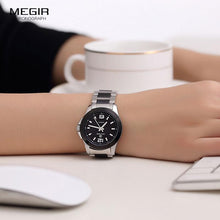 Load image into Gallery viewer, Classic Analogue Black Silver Women Watch Waterproof Elegant Quartz Wrist Watches Stainless Steel For Womens
