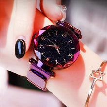 Load image into Gallery viewer, Womens Fashion Starry Sky Watches Magnet Buckle Mesh Belt Diamond Quartz Watch Women Dress Rose Gold Analog Watch Starry Sky Stainless Steel Quartz Ladies Magnetic Band Simple Fashion Gold Watches For Women
