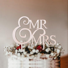 Load image into Gallery viewer, 1Pcs Hollow Letter Love Just Married Mr &amp; Mrs Cake Topper Mr and Mrs Cake Toppers Wooden Wedding Cake Topper Party Cake Decoration Mr And Mrs Cake Topper Bride and Groom Wooden Wedding Cake Topper For Wedding Party Supplies
