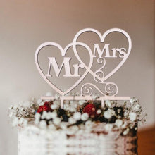 Load image into Gallery viewer, 1Pcs Hollow Letter Love Just Married Mr &amp; Mrs Cake Topper Mr and Mrs Cake Toppers Wooden Wedding Cake Topper Party Cake Decoration Mr And Mrs Cake Topper Bride and Groom Wooden Wedding Cake Topper For Wedding Party Supplies
