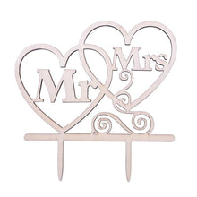 Load image into Gallery viewer, 1Pcs Hollow Letter Love Just Married Mr &amp; Mrs Cake Topper Mr and Mrs Cake Toppers Wooden Wedding Cake Topper Party Cake Decoration Mr And Mrs Cake Topper Bride and Groom Wooden Wedding Cake Topper For Wedding Party Supplies
