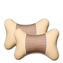 Load image into Gallery viewer, 2Pcs PU Leather Knitted Car Pillows Headrest Neck Rest Cushion Support Seat Accessories Auto Black Safety Pillow Universal Decor Car Neck Pillows Headrest Relief Filled Fiber Universal Car Pillow Both Side Pu Leather  Pack Headrest For Car Neck Pillow
