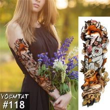 Load image into Gallery viewer, Large Tattoo Sleeve Arm Waterproof Temporary Sticker Tiger Fox For Arm Luxury Colorful Design
