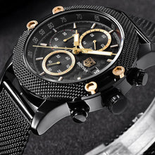 Load image into Gallery viewer, Sport Chronograph Fashion Luxury Men Watches Mesh &amp; Rubber Band Waterproof Quartz Gold Watch For Men
