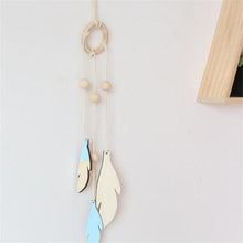 Load image into Gallery viewer, Dream Catchers with Golden Shining Lace &amp; Bells Nordic Hollow Wooden Feather Hanging Ornaments For Baby Kids Room Wall Hanging Decorative Feathers Wedding  Decorations Nursery Decor
