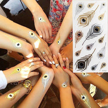 Load image into Gallery viewer, Luxury Flash Metallic Waterproof Temporary Tattoo Gold Silver Flower Tattoo Sticker Long Lasting Gold Design For Womens
