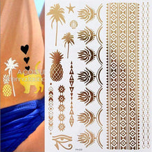 Load image into Gallery viewer, Luxury Metallic Gold Waterproof Temporary Tattoo Feather Elephant Fashion Different Design Tattoos For Womens
