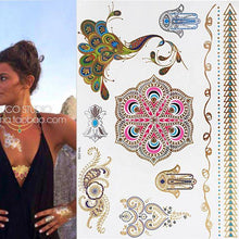 Load image into Gallery viewer, Luxury Metallic Gold Waterproof Temporary Tattoo Feather Elephant Fashion Different Design Tattoos For Womens
