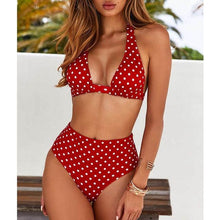 Load image into Gallery viewer, Beautiful Multicolored Women High Waist Bikini Swimwear Women Halter Push Up Bikini Set Swimsuit Women's Flower Print Bikini High Waist Beach Swimsuits Sporty Two Piece Bathing Suit Female Beach Wear Bathing Suit

