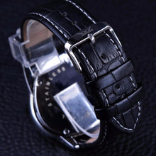 Load image into Gallery viewer, Elegant Sport Triangle Mens Watch Luxury Racing Modern Design Black Classic Leather Strap Wrist Watch For Men
