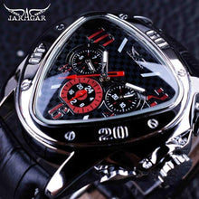 Load image into Gallery viewer, Elegant Sport Triangle Mens Watch Luxury Racing Modern Design Black Classic Leather Strap Wrist Watch For Men
