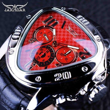 Load image into Gallery viewer, Elegant Sport Triangle Mens Watch Luxury Racing Modern Design Black Classic Leather Strap Wrist Watch For Men
