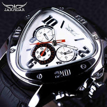 Load image into Gallery viewer, Elegant Sport Triangle Mens Watch Luxury Racing Modern Design Black Classic Leather Strap Wrist Watch For Men
