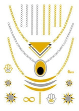 Load image into Gallery viewer, Luxury Metallic Temporary Tattoo Gold Silver Flower Sticker Long Lasting Gold Design For Womens
