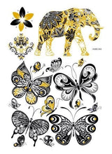 Load image into Gallery viewer, Luxury Metallic Temporary Tattoo Gold Silver Flower Sticker Long Lasting Gold Design For Womens
