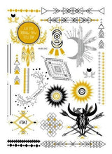 Load image into Gallery viewer, Luxury Metallic Temporary Tattoo Gold Silver Flower Sticker Long Lasting Gold Design For Womens
