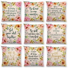 Load image into Gallery viewer, Newest Floral Quotes Decorative Pillow Covers Fresh Flowers Garland Inspirational Words Decorative Cotton Linen Throw Pillow Cushion Covers And Gifts For Women Daughter Mum Best Friend Birthday Home Decorations
