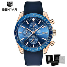 Load image into Gallery viewer, 2021 Blue Men Watch Luxury Design Watches Silicone Band Male Wrist Watches Men's Chronograph Round Watch
