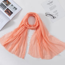 Load image into Gallery viewer, Long Soft Cotton Lightweight Crinkle Hijab Scarf Elegant Headscarf Head Wrap Islamic Head Wraps Hijab For Women 70*175cm
