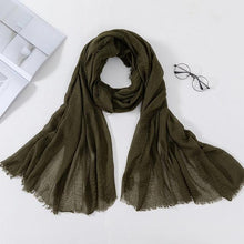 Load image into Gallery viewer, Long Soft Cotton Lightweight Crinkle Hijab Scarf Elegant Headscarf Head Wrap Islamic Head Wraps Hijab For Women 70*175cm
