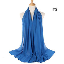 Load image into Gallery viewer, Long Lightweight Soft Solid Color Chiffon Scarfs Muslim Headscarf Hijab Scarf Shawls Wraps Hijab For Women 70*180cm
