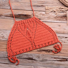 Load image into Gallery viewer, Handmade Vintage Crochet Bikinis Knitted Cotton Swimwear Women's Crochet Swimsuit Two Pieces Bathing Suits Bikini Swimsuit Top Bottom Bandage Modern Women Beachwear For Summer
