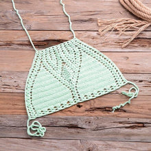 Load image into Gallery viewer, Handmade Vintage Crochet Bikinis Knitted Cotton Swimwear Women's Crochet Swimsuit Two Pieces Bathing Suits Bikini Swimsuit Top Bottom Bandage Modern Women Beachwear For Summer
