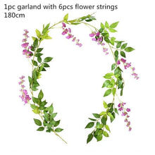 Load image into Gallery viewer, Modern Artificial Green Eucalyptus Leaves Garland Wisteria Rattan Fake Decor Silk Leaf Vines For Wedding Birthday Party Decor
