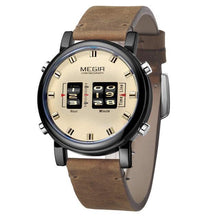 Load image into Gallery viewer, New Military Sport Watches Luxury Brown Leather Strap Quartz Wrist Watch Stylish Roller Watch For Men
