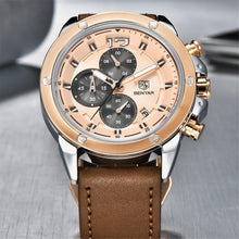 Load image into Gallery viewer, Multifunction Brown Luxury New Men's Watches Quartz Sport Chronograph Elegant Leather Bracelet Men Wrist Watch
