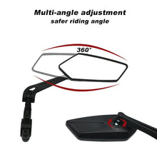 Load image into Gallery viewer, New Scratch Resistant Glass Lens Rear View Mirror Bike Cycling Clear Wide Range Back Sight Rearview Reflector Adjustable Handlebar Rotatable Bicycle Rear View Glass Mirror Wide Angle Acrylic  Safety Mirror New Scratch Resistant Glass Lens
