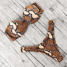 Load image into Gallery viewer, Animal Print Leopard Bikini Push Up Swimsuit Women Bikini Set Bathing Suit Bandeau Beach Wear Swimwear Women Casual Leopard Printed Triangle High Waist Two Piece Bikini Sets
