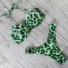 Load image into Gallery viewer, Animal Print Leopard Bikini Push Up Swimsuit Women Bikini Set Bathing Suit Bandeau Beach Wear Swimwear Women Casual Leopard Printed Triangle High Waist Two Piece Bikini Sets
