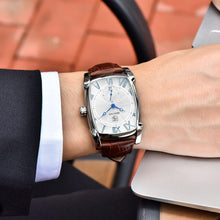 Load image into Gallery viewer, Luxury Business Men's Watches Brown Casual Wrist Leather Strap Waterproof Classic Rectangle Square Watch
