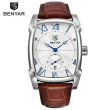 Load image into Gallery viewer, Luxury Business Men's Watches Brown Casual Wrist Leather Strap Waterproof Classic Rectangle Square Watch
