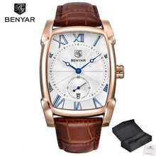 Load image into Gallery viewer, Luxury Business Men's Watches Brown Casual Wrist Leather Strap Waterproof Classic Rectangle Square Watch
