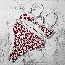 Load image into Gallery viewer, Bikinis Solid Push Up Bikini Padded Bra Straps High Waist Swimsuit Female Swimwear Women's Bathing Suit Lace up Bikini Ribbed Two Piece Swimsuit
