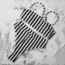Load image into Gallery viewer, Bikinis Solid Push Up Bikini Padded Bra Straps High Waist Swimsuit Female Swimwear Women's Bathing Suit Lace up Bikini Ribbed Two Piece Swimsuit
