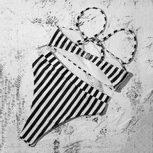 Load image into Gallery viewer, Bikinis Solid Push Up Bikini Padded Bra Straps High Waist Swimsuit Female Swimwear Women's Bathing Suit Lace up Bikini Ribbed Two Piece Swimsuit
