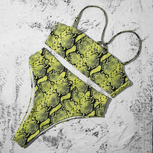 Load image into Gallery viewer, Bikinis Solid Push Up Bikini Padded Bra Straps High Waist Swimsuit Female Swimwear Women's Bathing Suit Lace up Bikini Ribbed Two Piece Swimsuit
